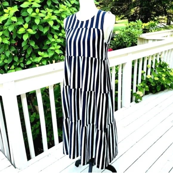 J. Crew Navy & White Striped Maxi Medium - Picture 4 of 5